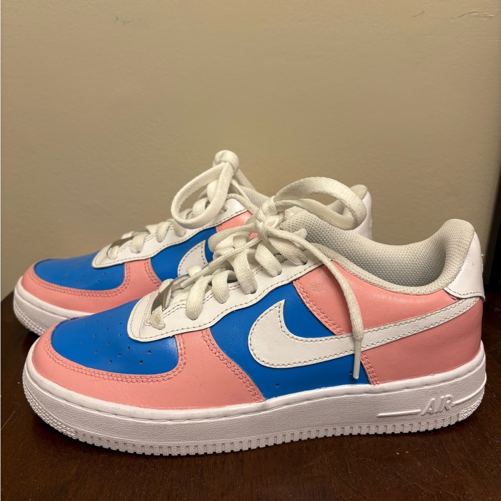 Nike Air Force 1 Blue and Pink Sneakers